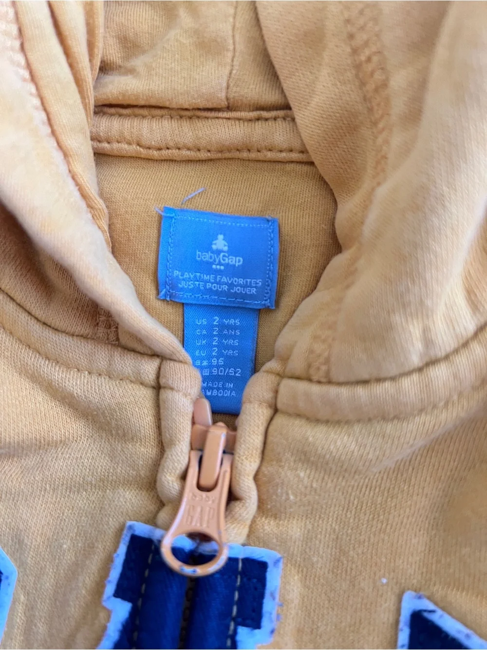 GAP Kids Golden Yellow Hooded Zip Sweatshirt